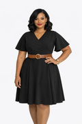 The Isadora — Flare Sleeve Belted Fit & Flare Midi Dress
