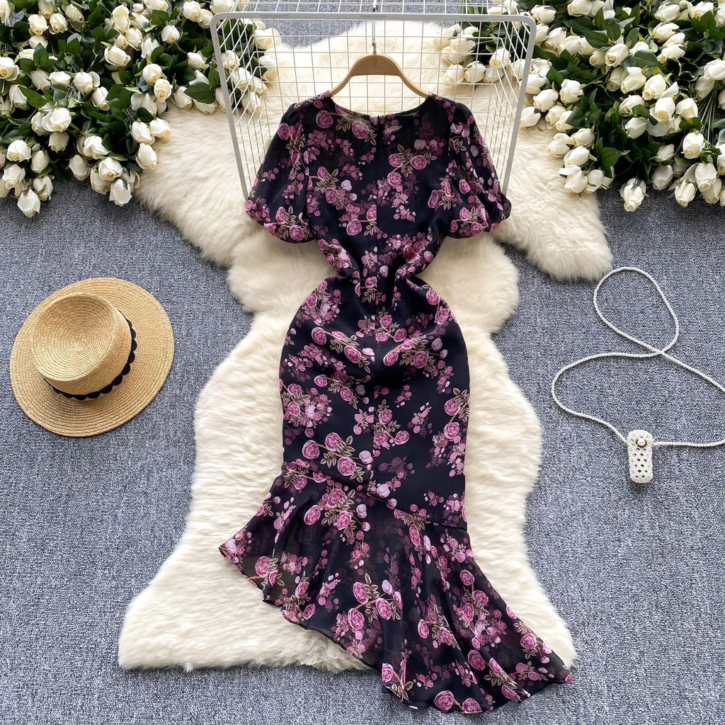 The Fleur Romantique — Floral Mermaid Floor-Length Dress