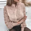 The Hollow Bloom — Cotton-Blend Stand Collar Blouse