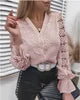 The Hollow Bloom — Cotton-Blend Stand Collar Blouse