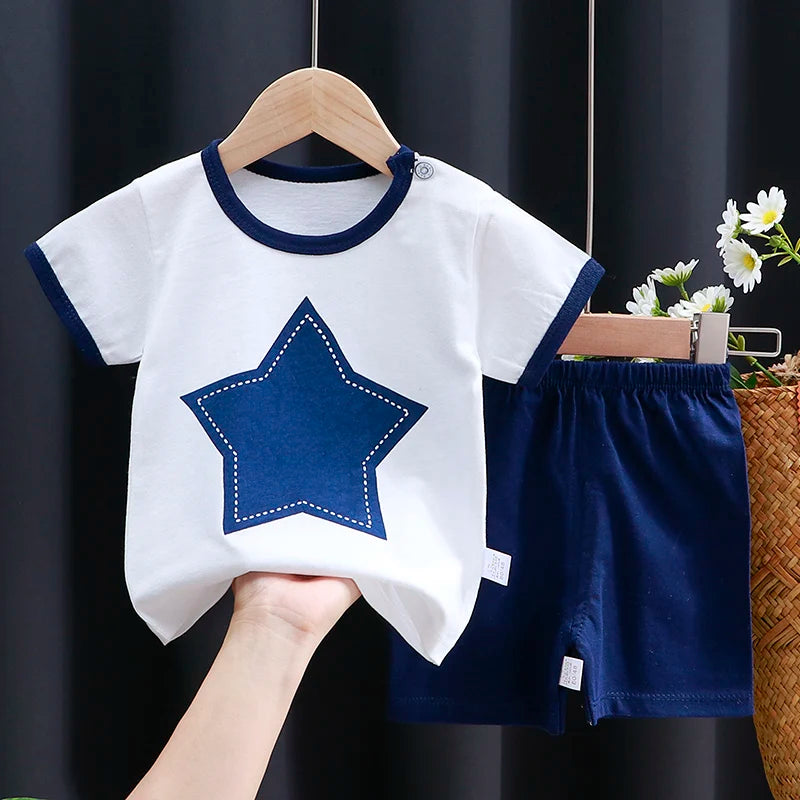 The Little Prints — Cotton T-Shirt & Shorts Set