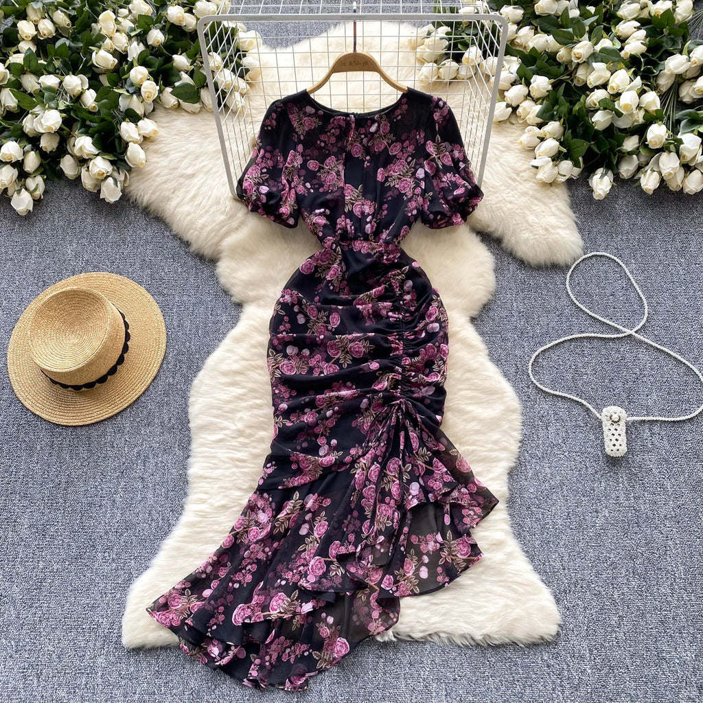 The Fleur Romantique — Floral Mermaid Floor-Length Dress