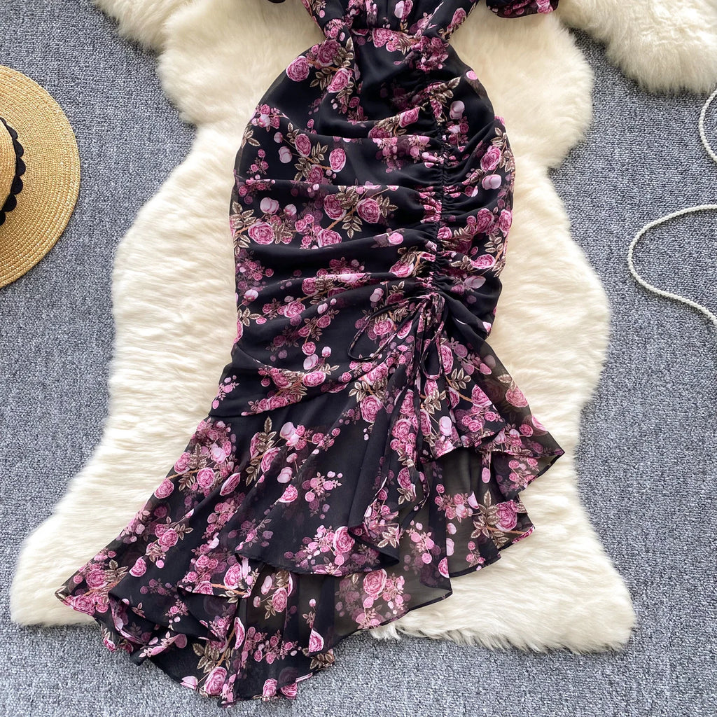 The Fleur Romantique — Floral Mermaid Floor-Length Dress