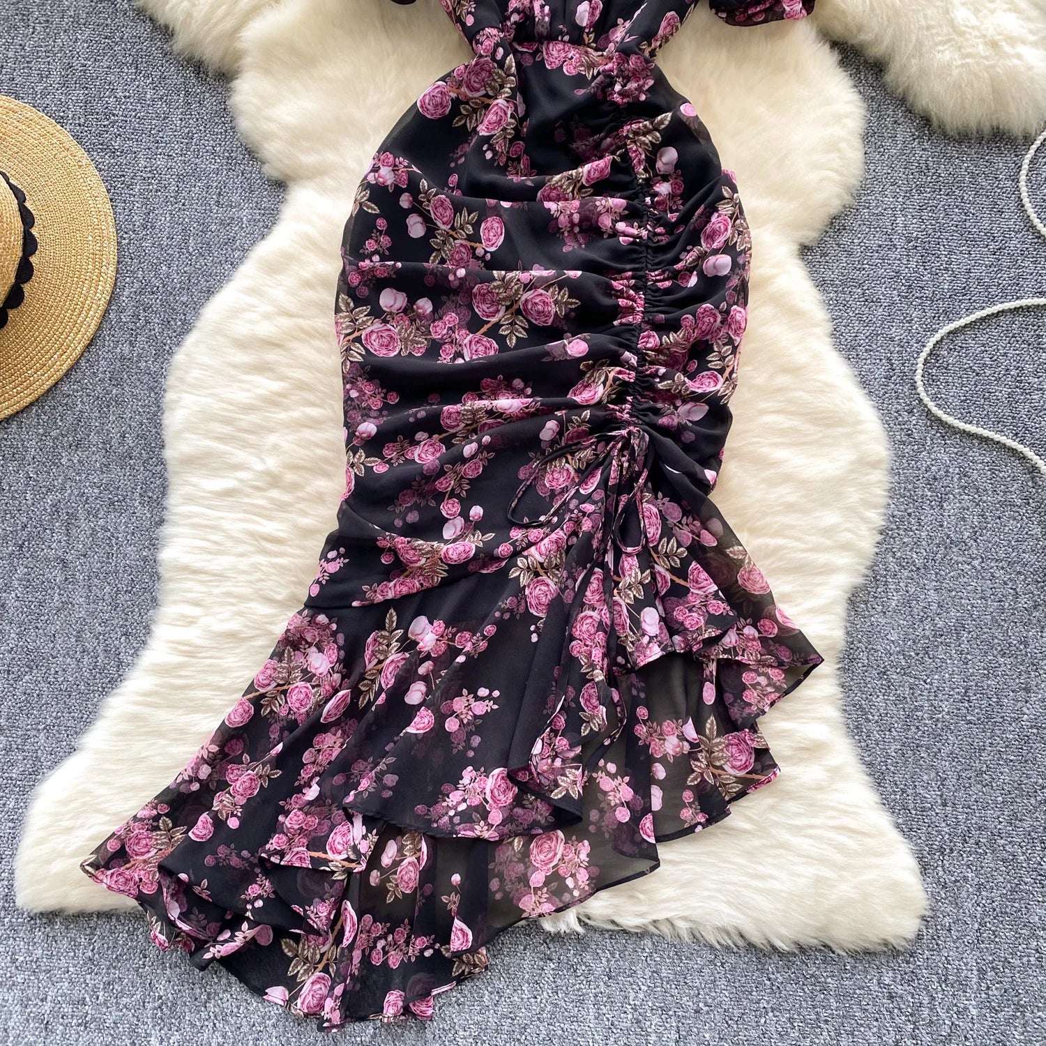The Fleur Romantique — Floral Mermaid Floor-Length Dress