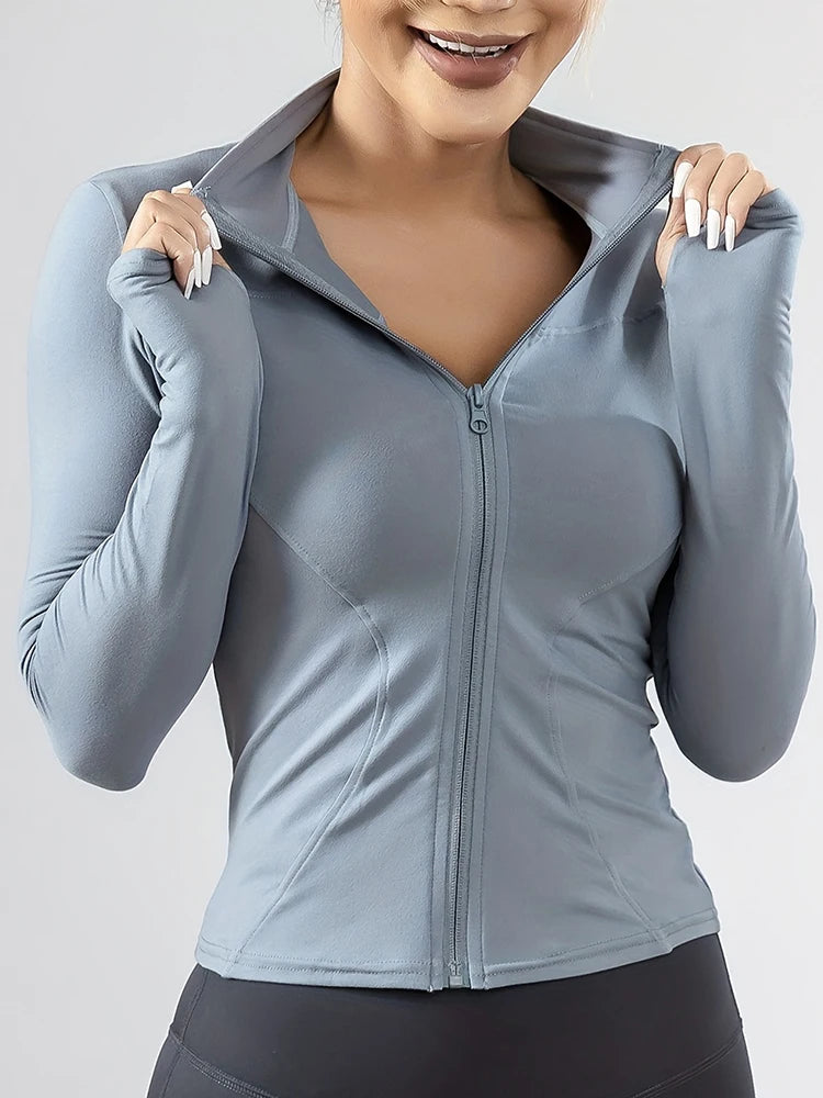 The Active Layer — Standing Collar Long Sleeve Yoga & Training Coat