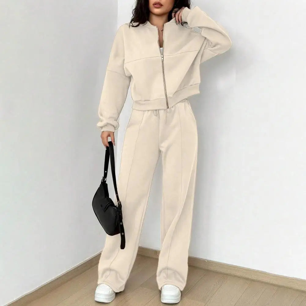 The Lounge Edit — Zip-Up Sweatshirt & Wide Leg Pants Set