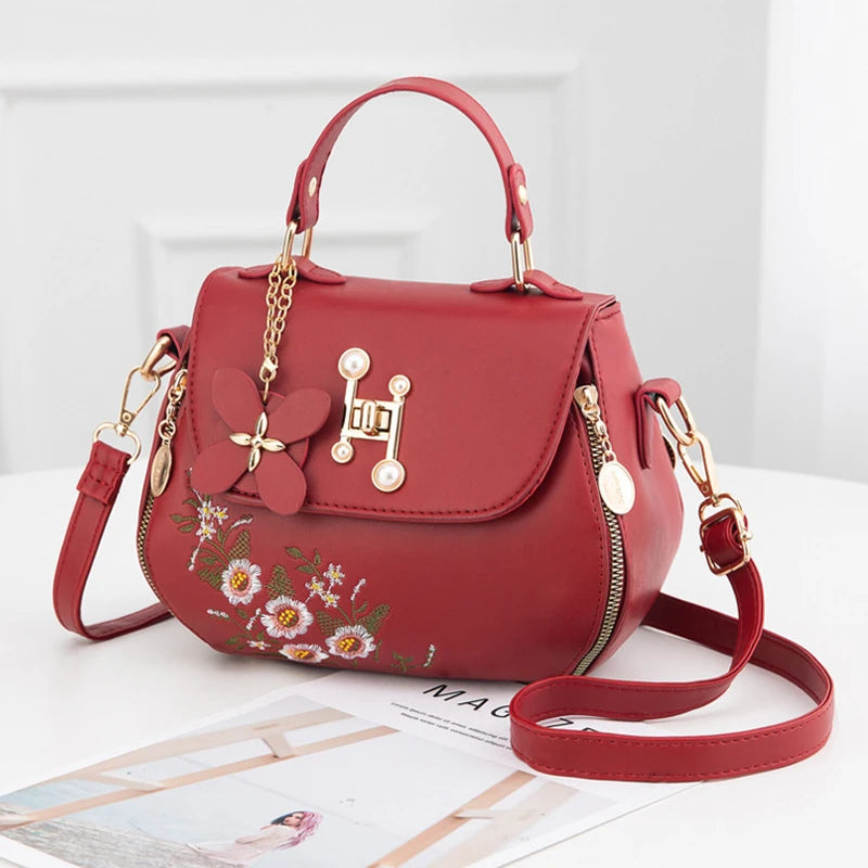 The Bloom Satchel — Embroidered PU Leather Crossbody Bag