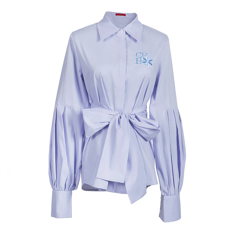 The Florentine Blouse — Embroidered Lantern Sleeve Shirt