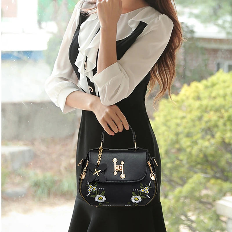 The Bloom Satchel — Embroidered PU Leather Crossbody Bag