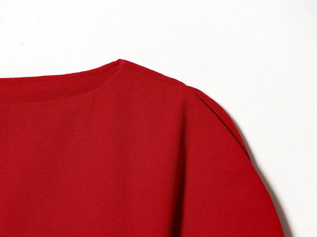 The Puff Moment — O-Neck Short Puff Open-Side Sleeve Top