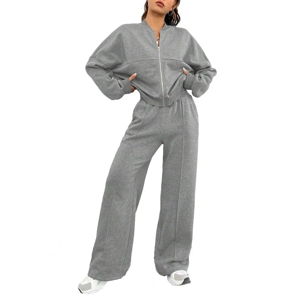 The Lounge Edit — Zip-Up Sweatshirt & Wide Leg Pants Set