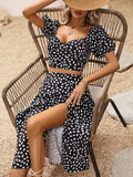 The Noir Edit — V-Neck Short Sleeve Top & Skirt Set