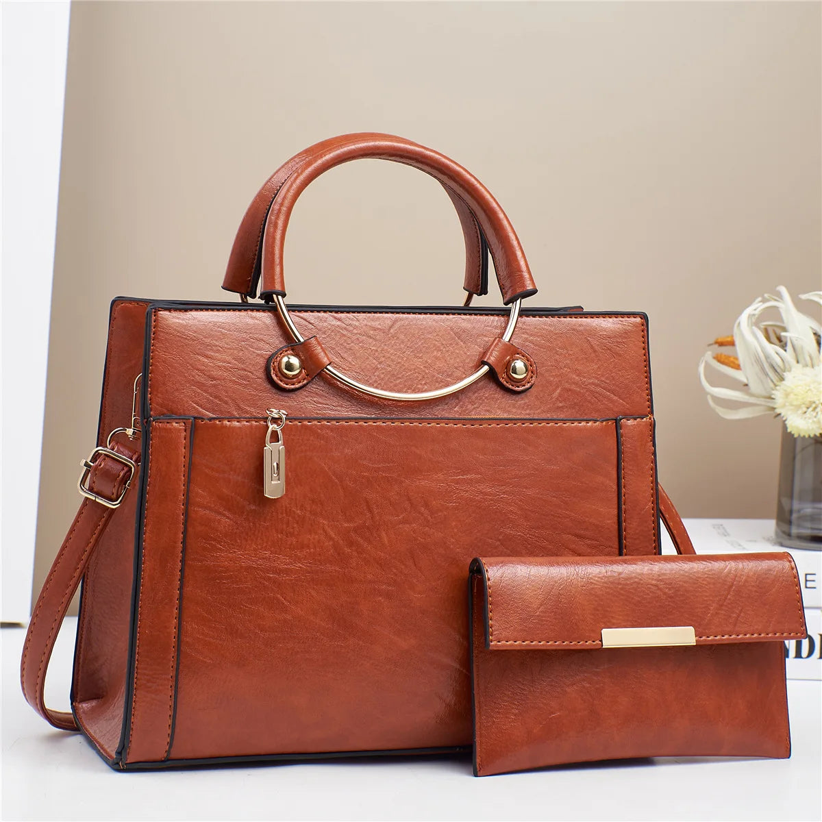 The Bucket Shoulder Bag — PU Leather Zipper Handbag