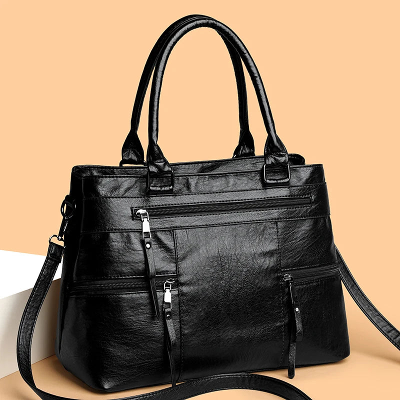 The Luxe Tote — Soft Leather Top-Handle Crossbody Bag