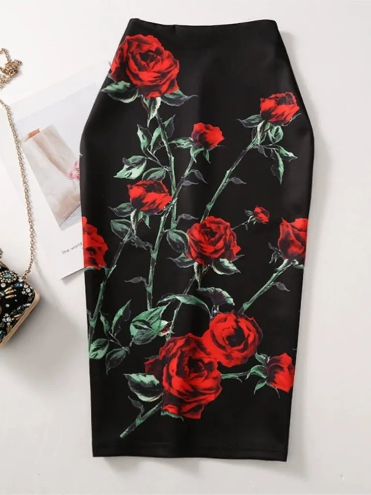 The Petal Wrap — Floral Print Bodycon Mini Skirt