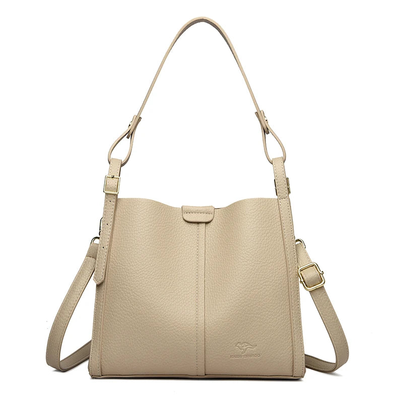 The Day Tote — Soft PU Leather Top-Handle Shoulder Bag