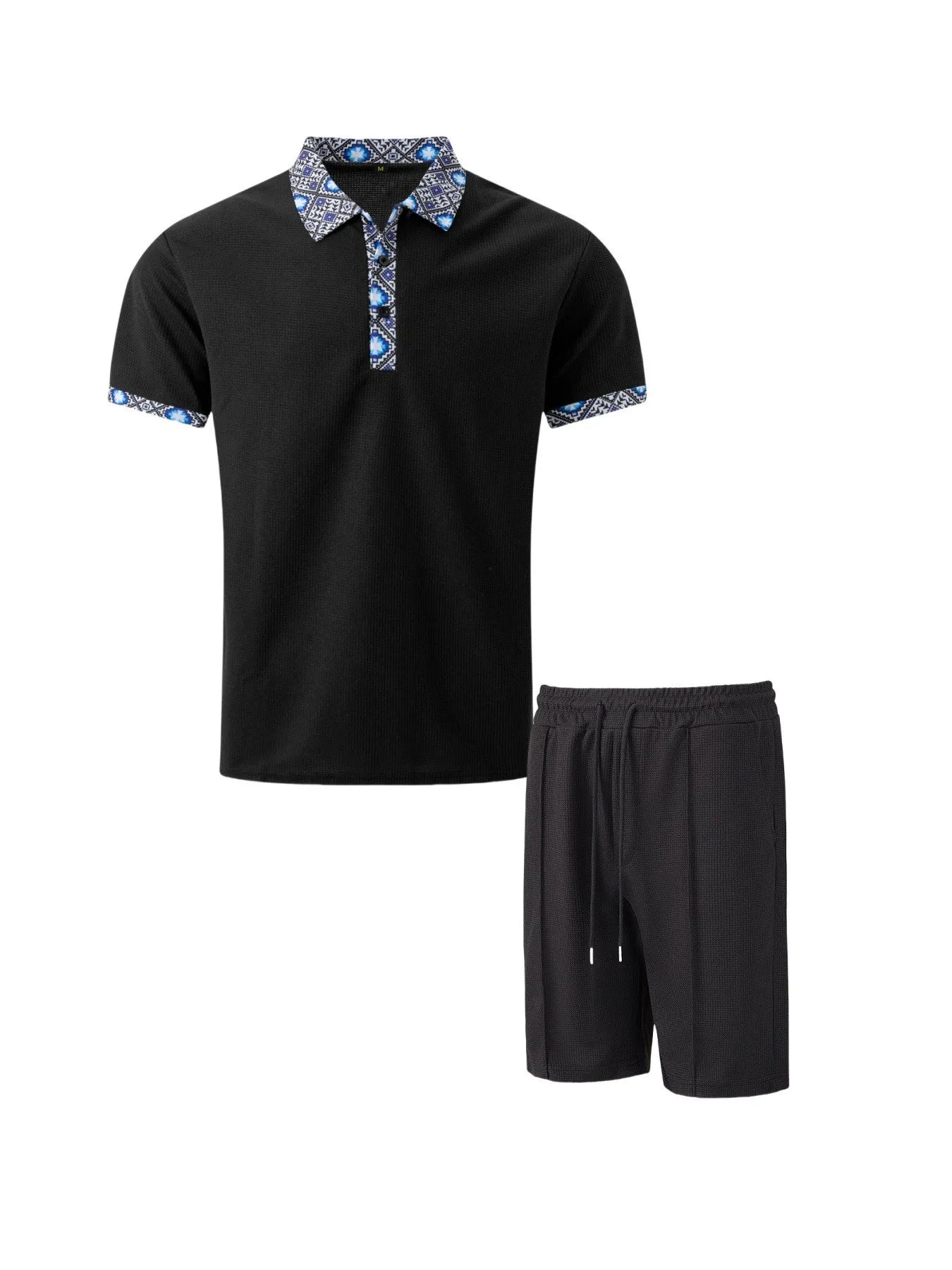 The Munice Set — Waffle-Knit Zip-Up Lapel Suit & Shorts