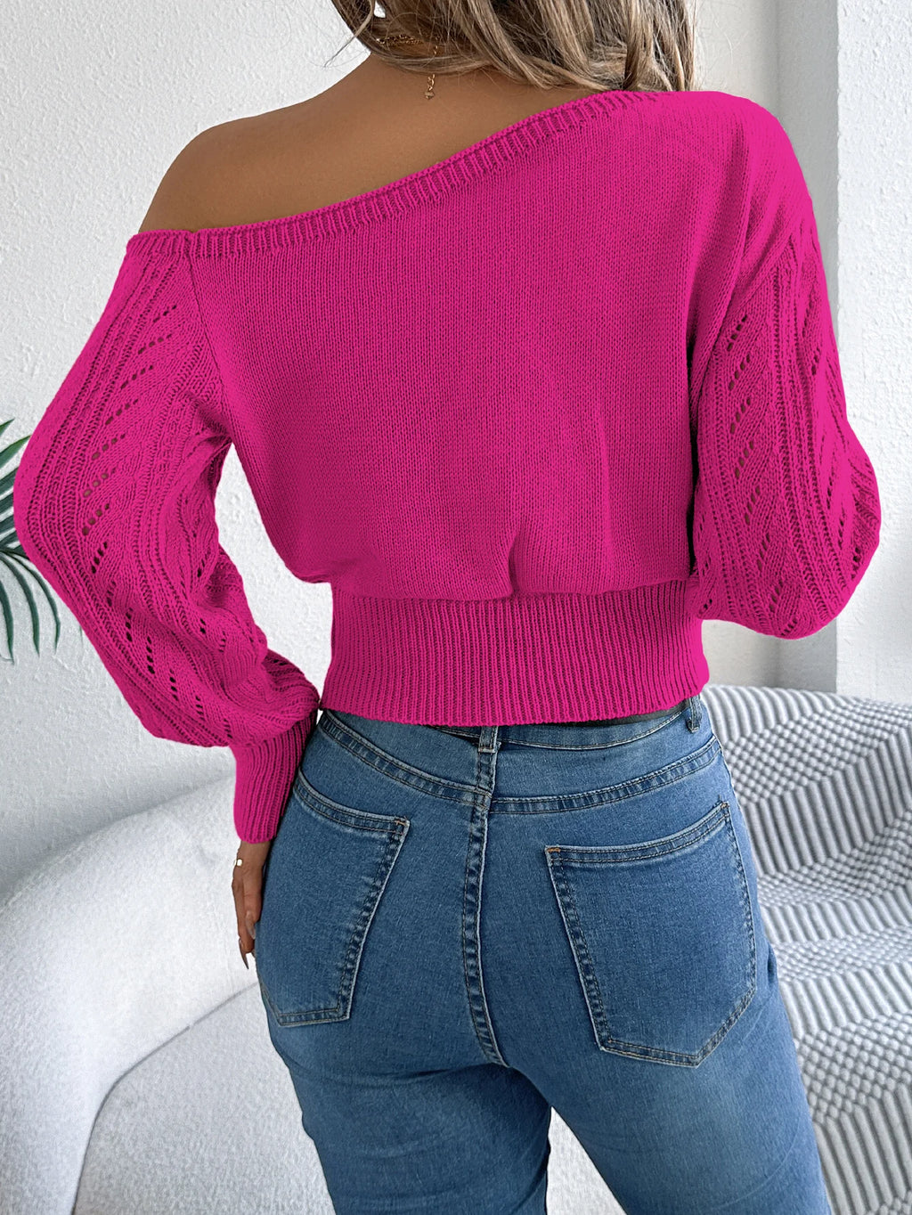 The Slouch Edit — Slash Neck Off-Shoulder Long Sleeve Knitted Pullover