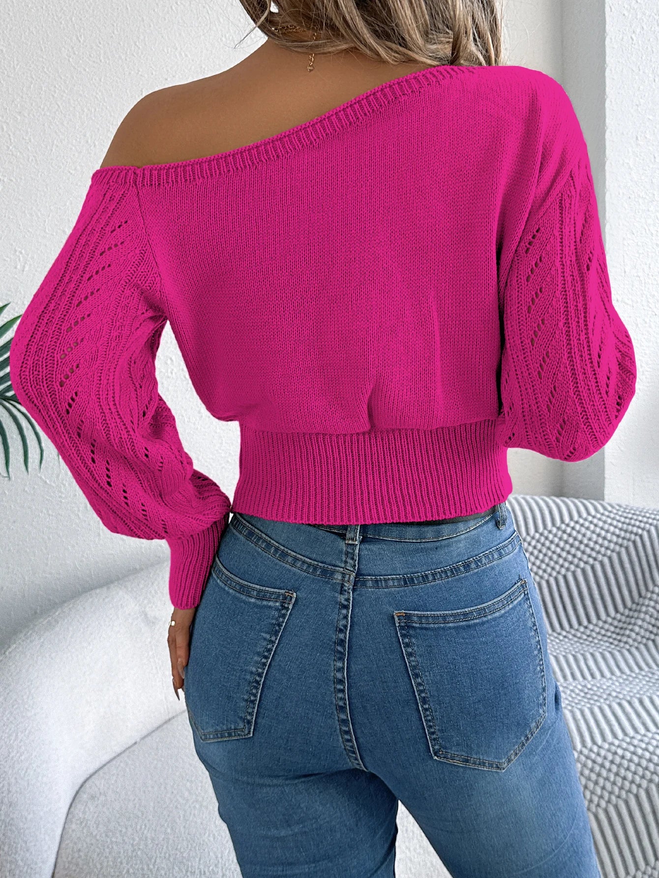 The Slouch Edit — Slash Neck Off-Shoulder Long Sleeve Knitted Pullover
