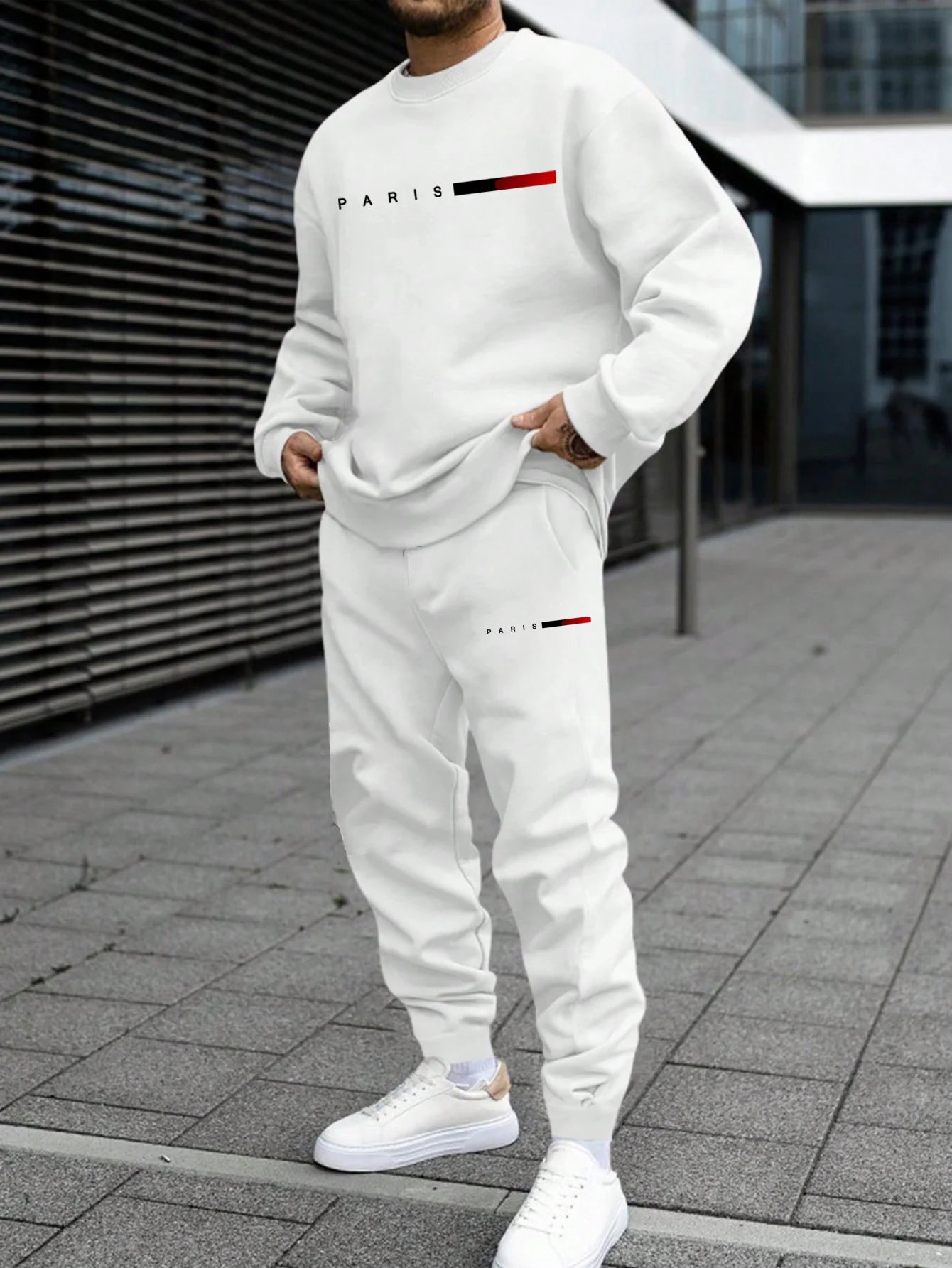 The Paris Edit — Letter Print Round Neck Long Sleeve Two-Piece Tracksuit