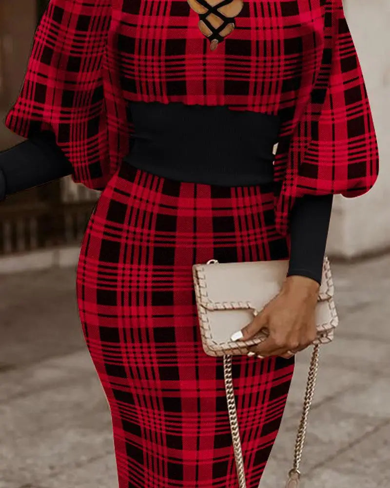 The Filomena — V-Neck Hollow-Waist Long Sleeve Dress