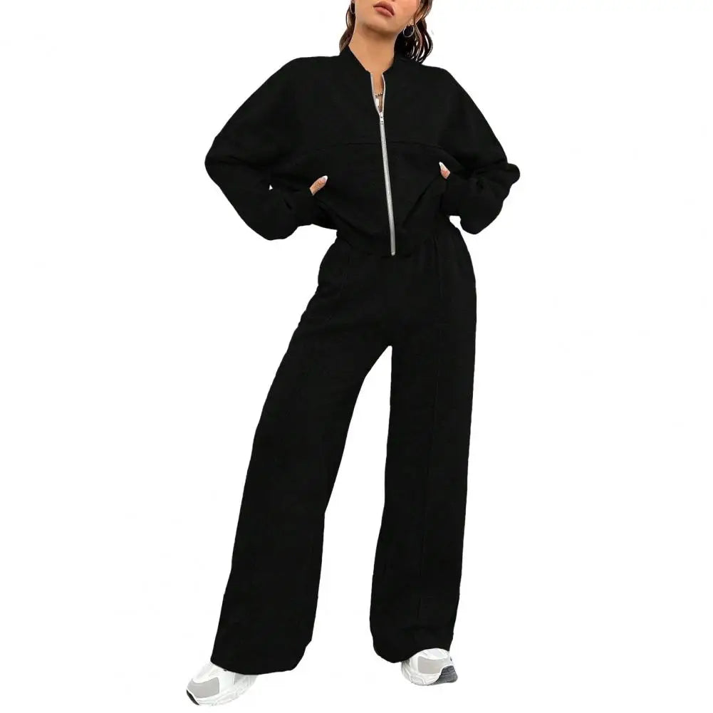 The Lounge Edit — Zip-Up Sweatshirt & Wide Leg Pants Set