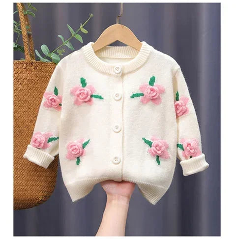 The Bloom Knit — Floral Cardigan for Girls