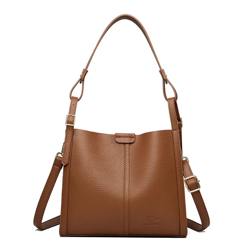 The Day Tote — Soft PU Leather Top-Handle Shoulder Bag
