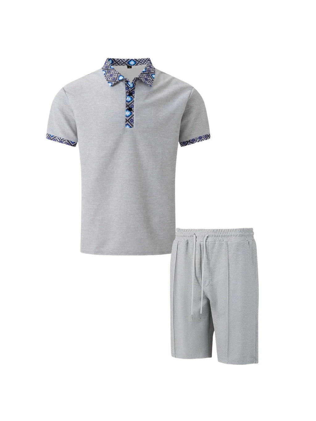 The Munice Set — Waffle-Knit Zip-Up Lapel Suit & Shorts