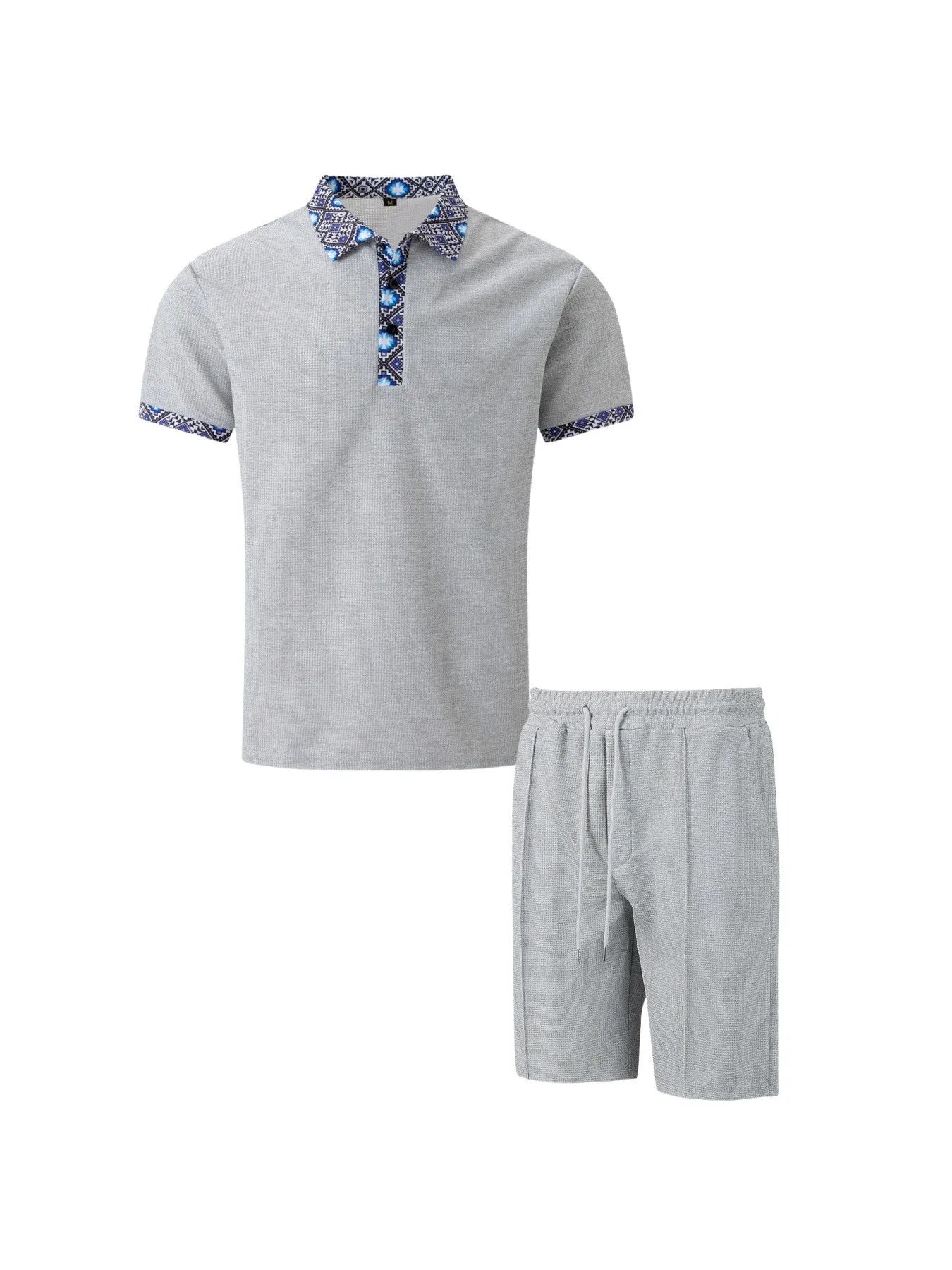 The Munice Set — Waffle-Knit Zip-Up Lapel Suit & Shorts