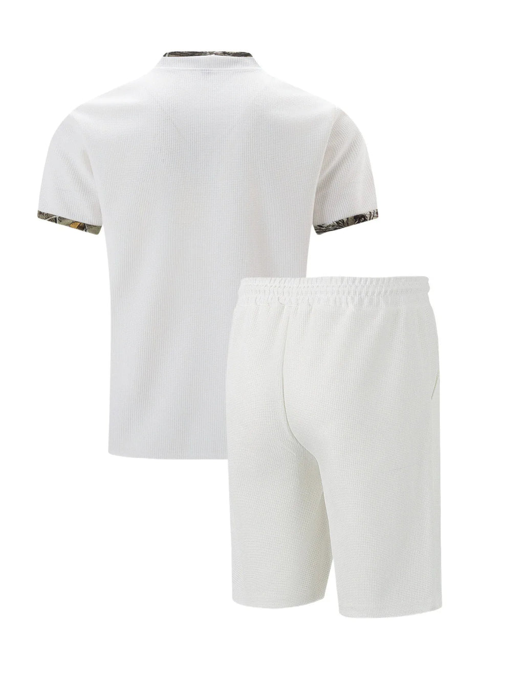 The Munice Set — Waffle-Knit Zip-Up Lapel Suit & Shorts