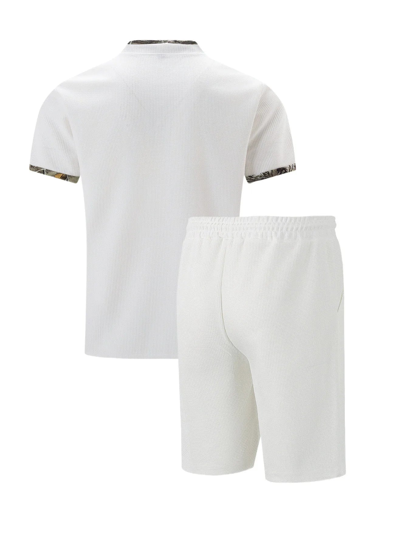 The Munice Set — Waffle-Knit Zip-Up Lapel Suit & Shorts