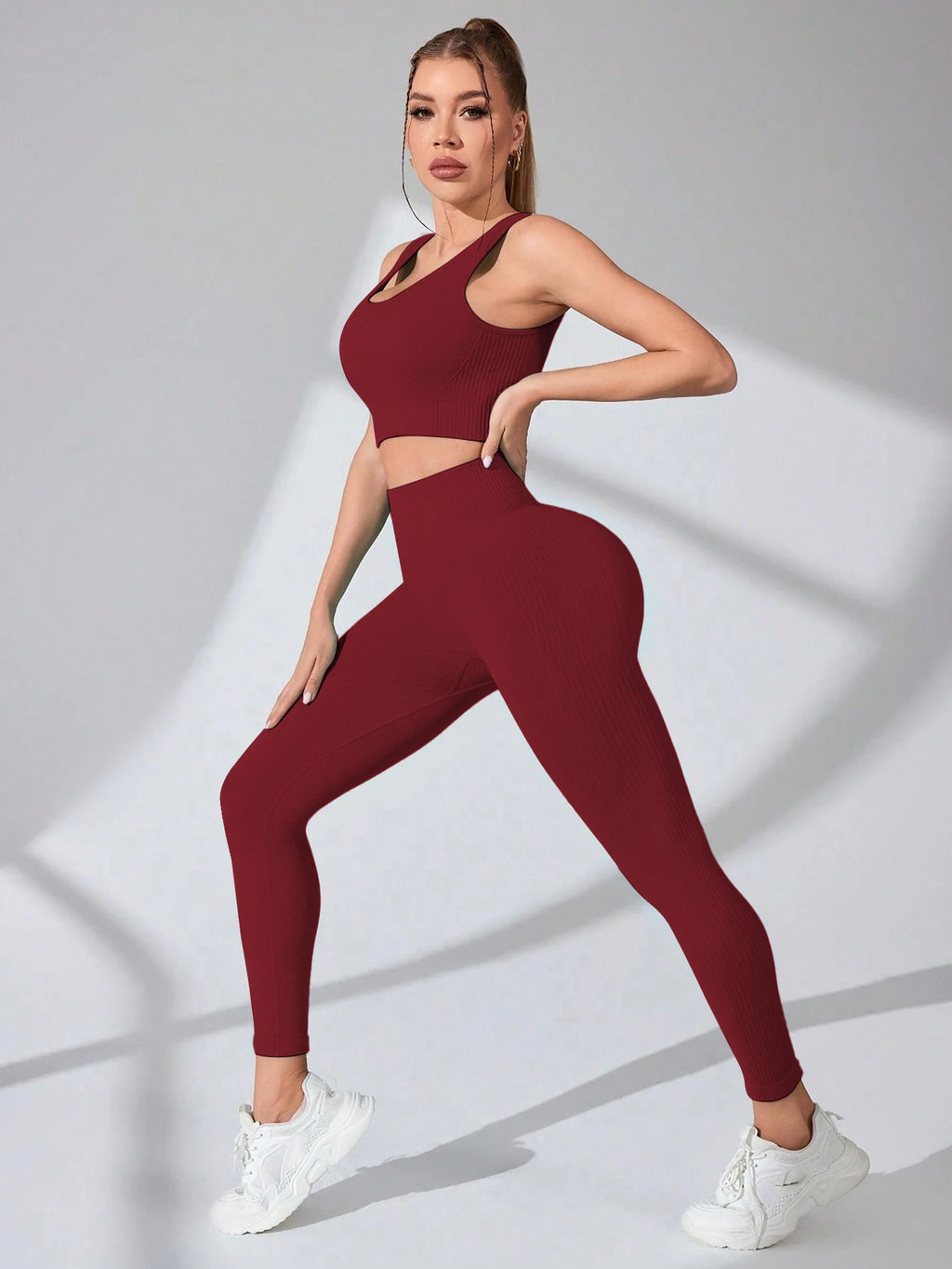 The Gym Fire— Cross-Strap Sports Bra & Yoga Leggings Two-Piece