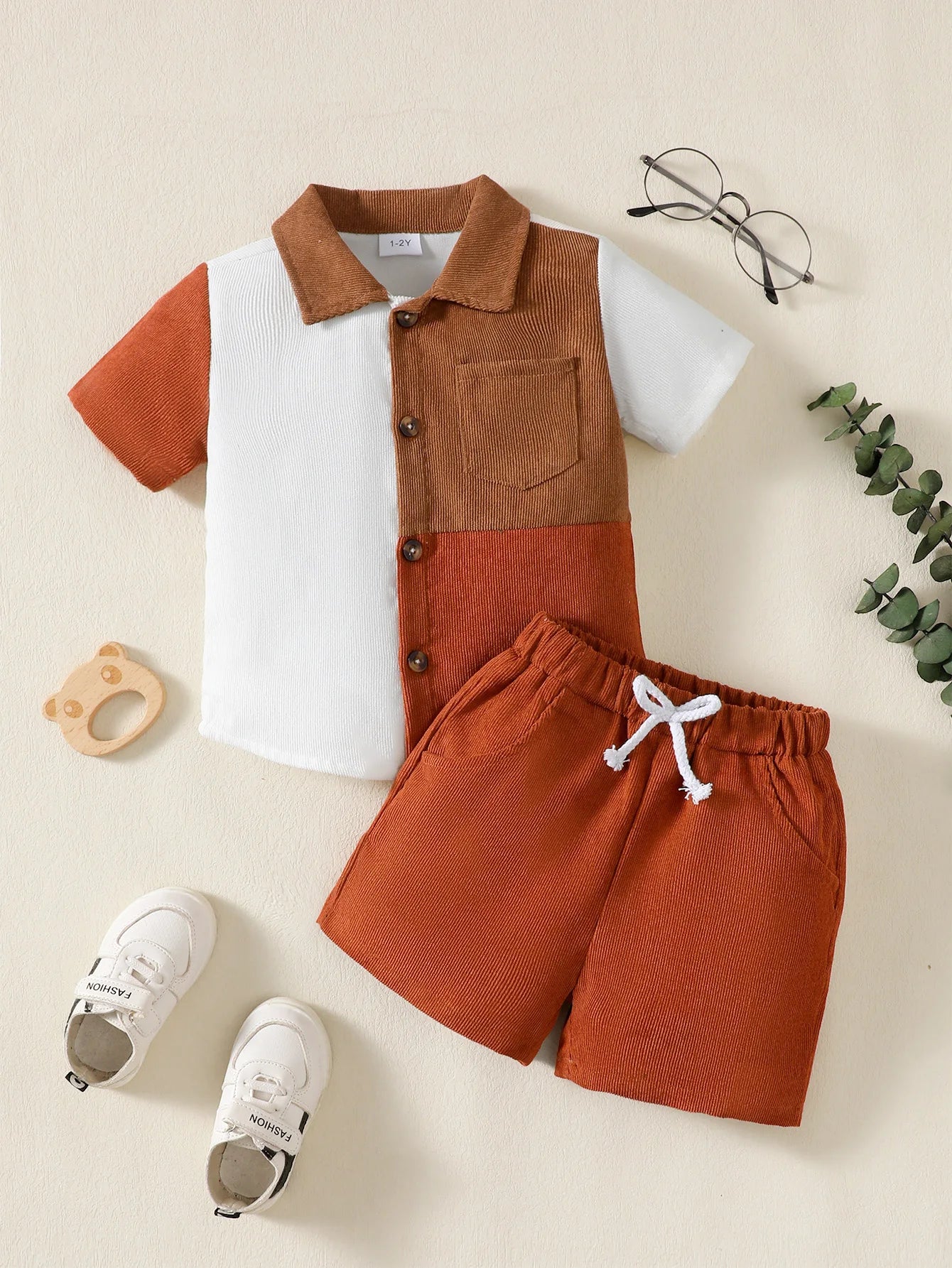 The Stripe Block — Cotton-Blend Polo Top & Shorts Set