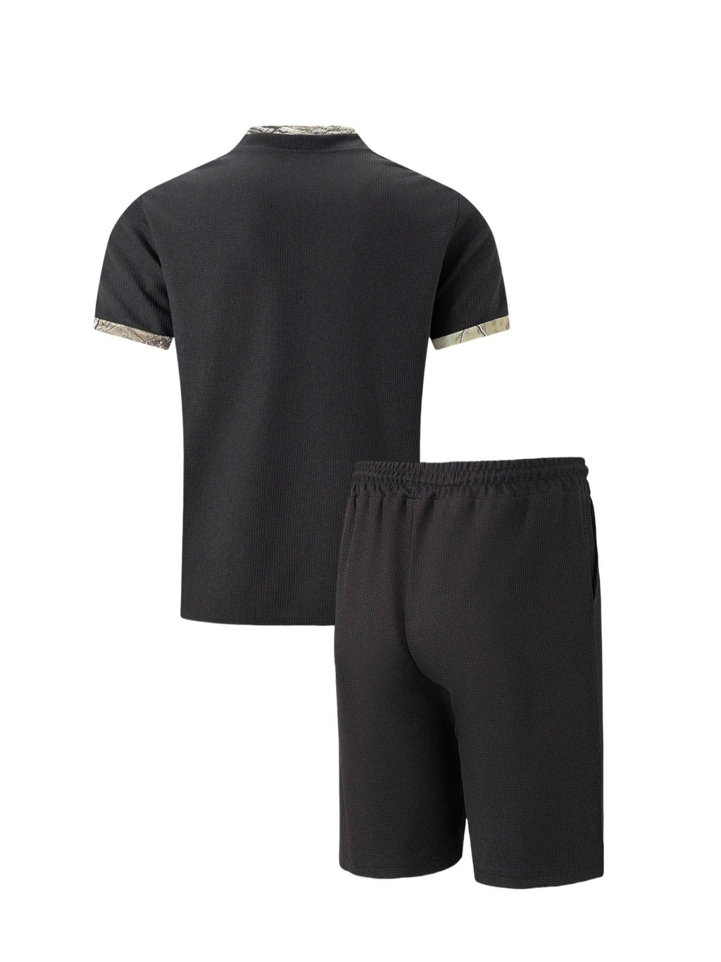 The Munice Set — Waffle-Knit Zip-Up Lapel Suit & Shorts