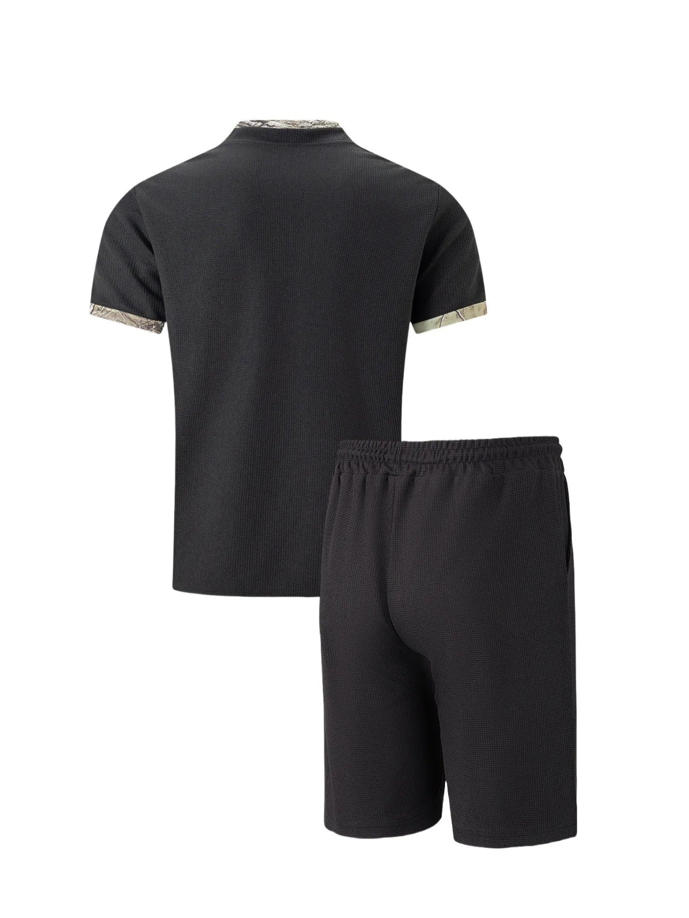 The Munice Set — Waffle-Knit Zip-Up Lapel Suit & Shorts