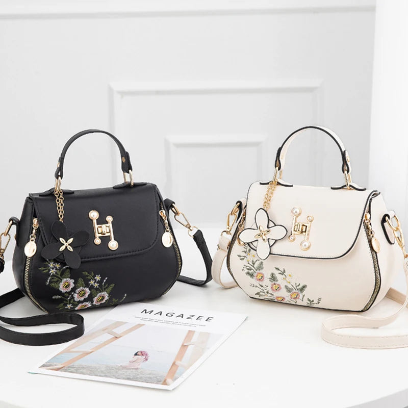 The Bloom Satchel — Embroidered PU Leather Crossbody Bag