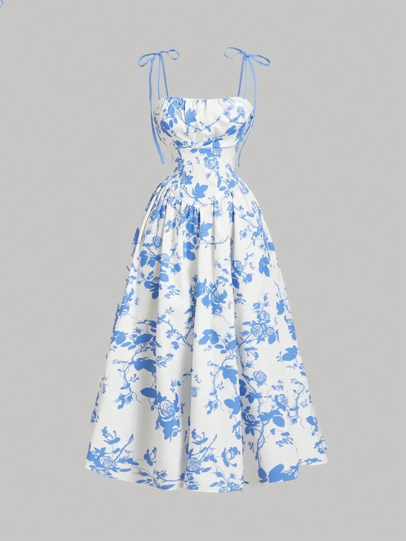 The Capri Spaghetti Strap— Printed Midi Dress