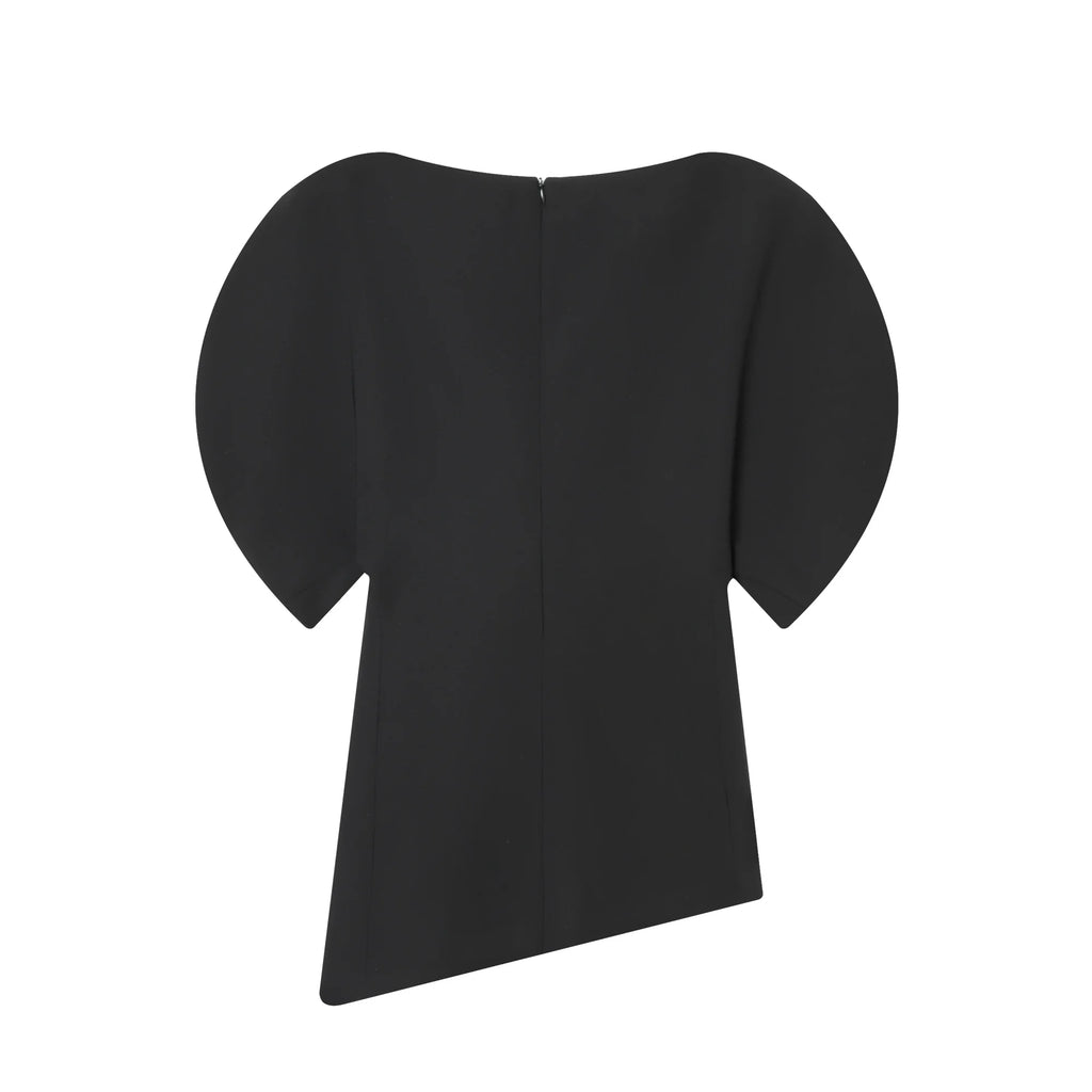 The Puff Moment — O-Neck Short Puff Open-Side Sleeve Top