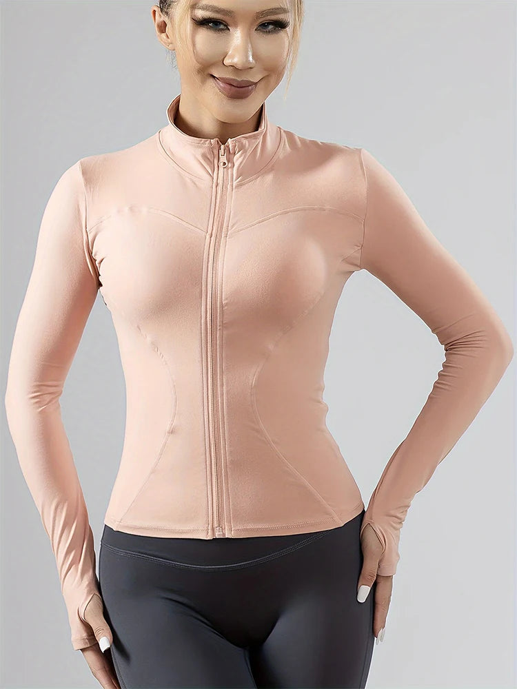 The Active Layer — Standing Collar Long Sleeve Yoga & Training Coat