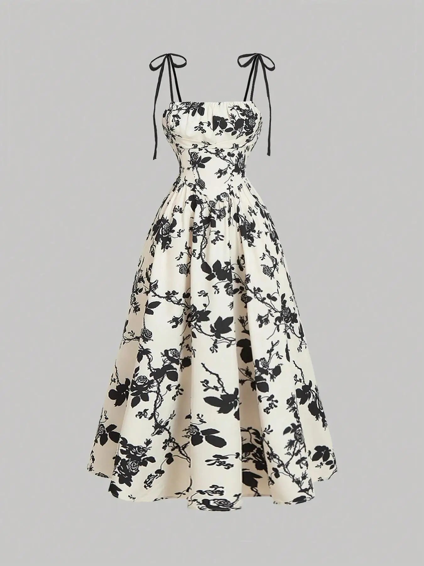 The Capri Spaghetti Strap— Printed Midi Dress
