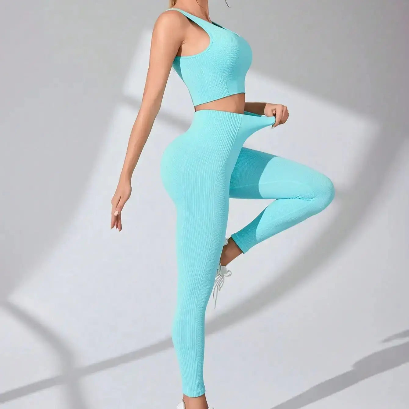 The Gym Fire— Cross-Strap Sports Bra & Yoga Leggings Two-Piece