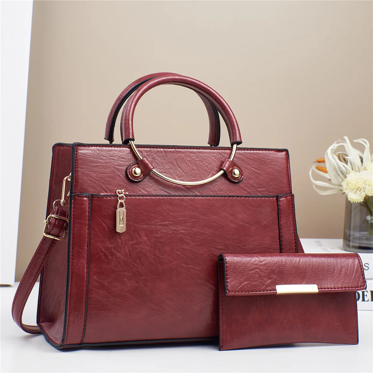 The Bucket Shoulder Bag — PU Leather Zipper Handbag