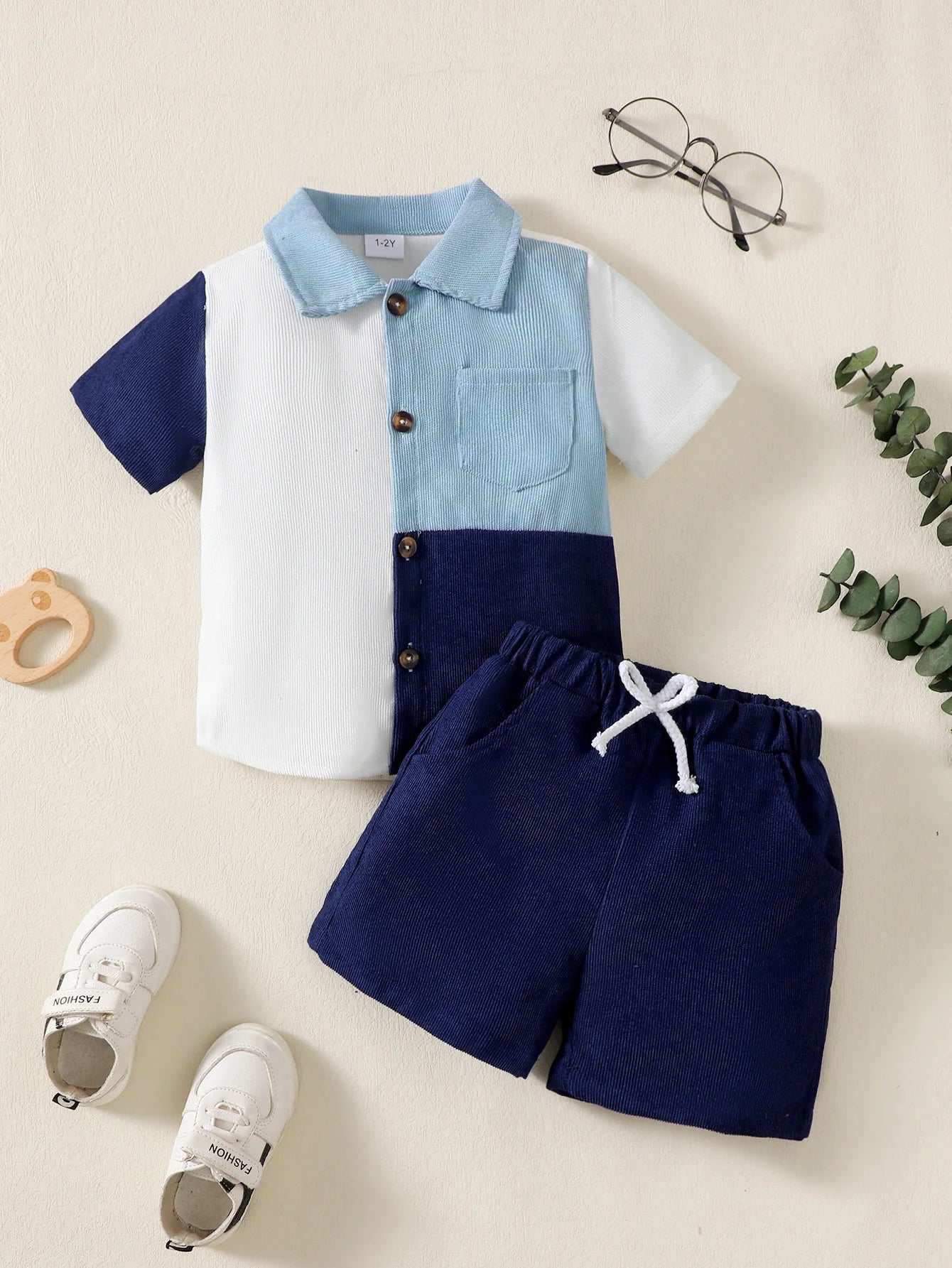 The Stripe Block — Cotton-Blend Polo Top & Shorts Set