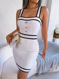 The Colour Block Knit — Button Bodycon Mini Dress