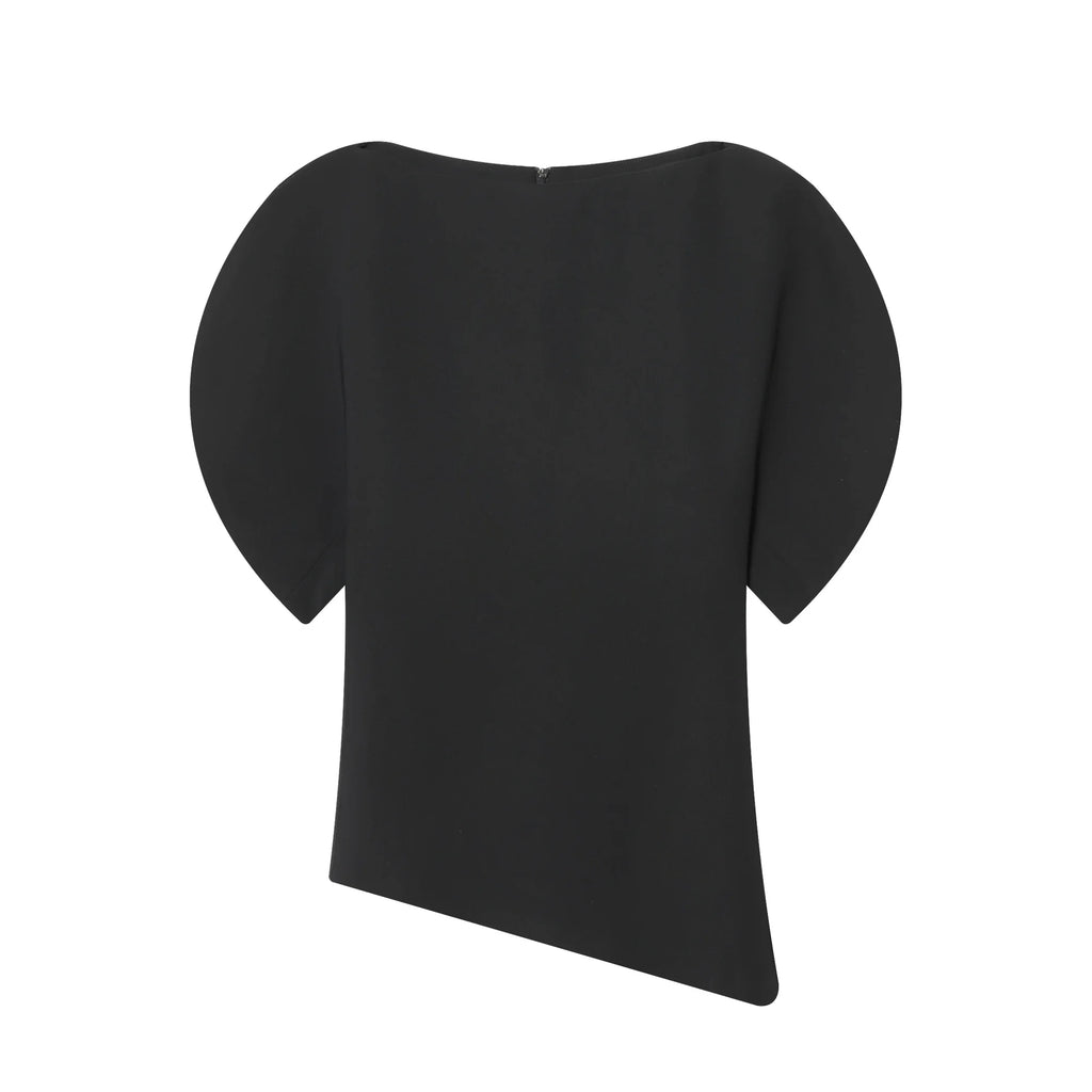 The Puff Moment — O-Neck Short Puff Open-Side Sleeve Top