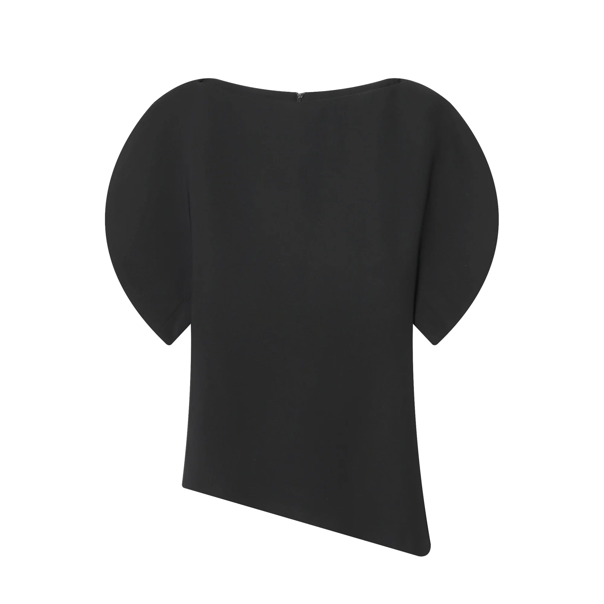 The Puff Moment — O-Neck Short Puff Open-Side Sleeve Top