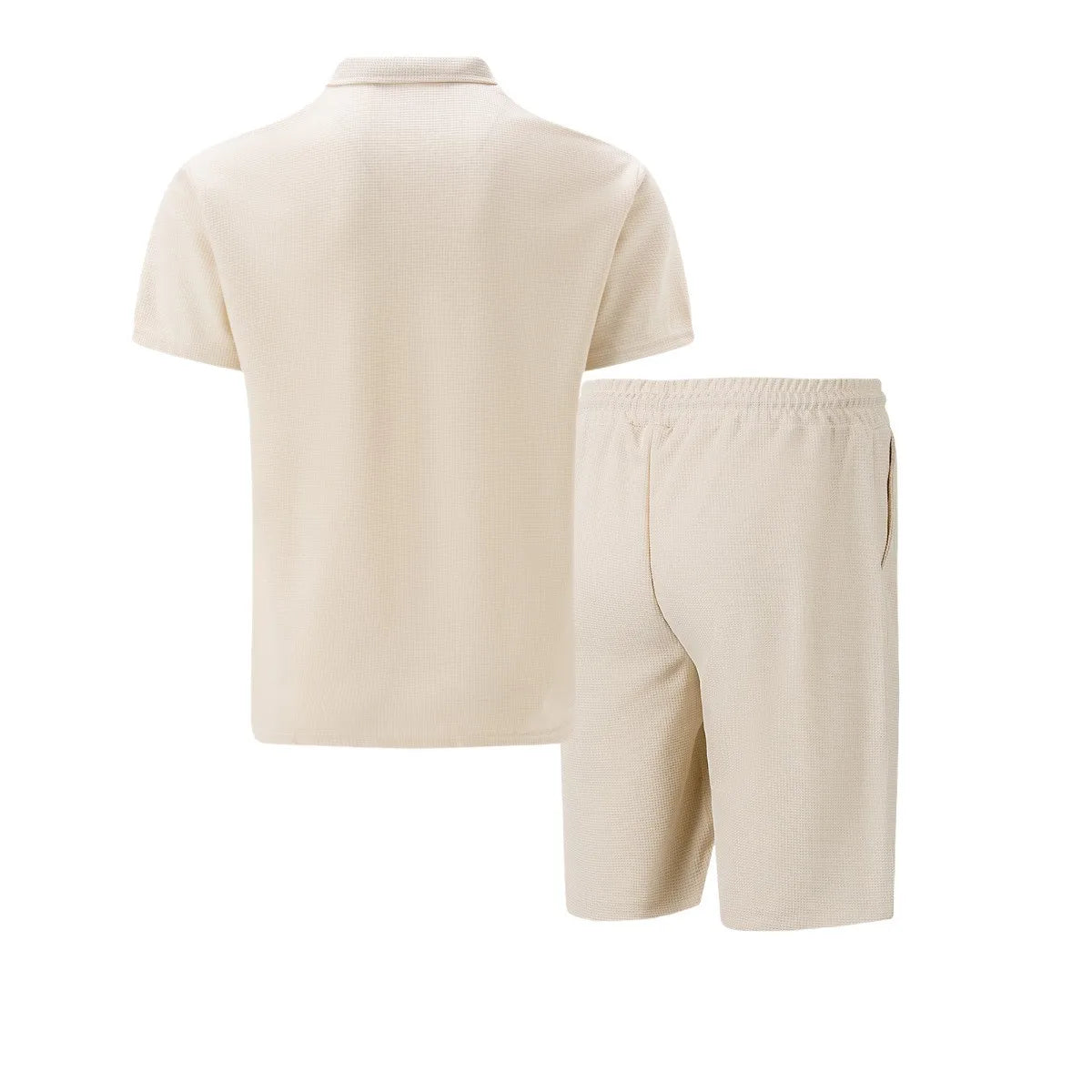 The Munice Set — Waffle-Knit Zip-Up Lapel Suit & Shorts