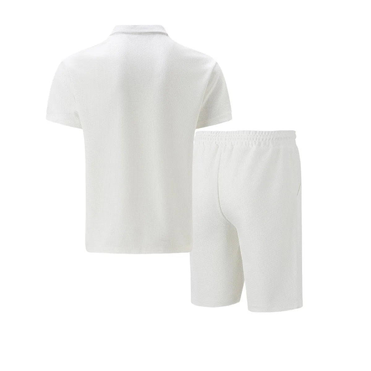 The Munice Set — Waffle-Knit Zip-Up Lapel Suit & Shorts