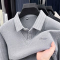 The Woolby Knit— Polo Collar Stripe Patchwork Thickened Wool Sweater